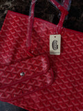 Goyard Saint Louis PM Red Goyardine Coated Canvas and Leather Tote