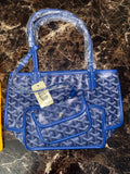 Goyard Saint Louis PM blue Goyardine Coated Canvas and Leather Tote