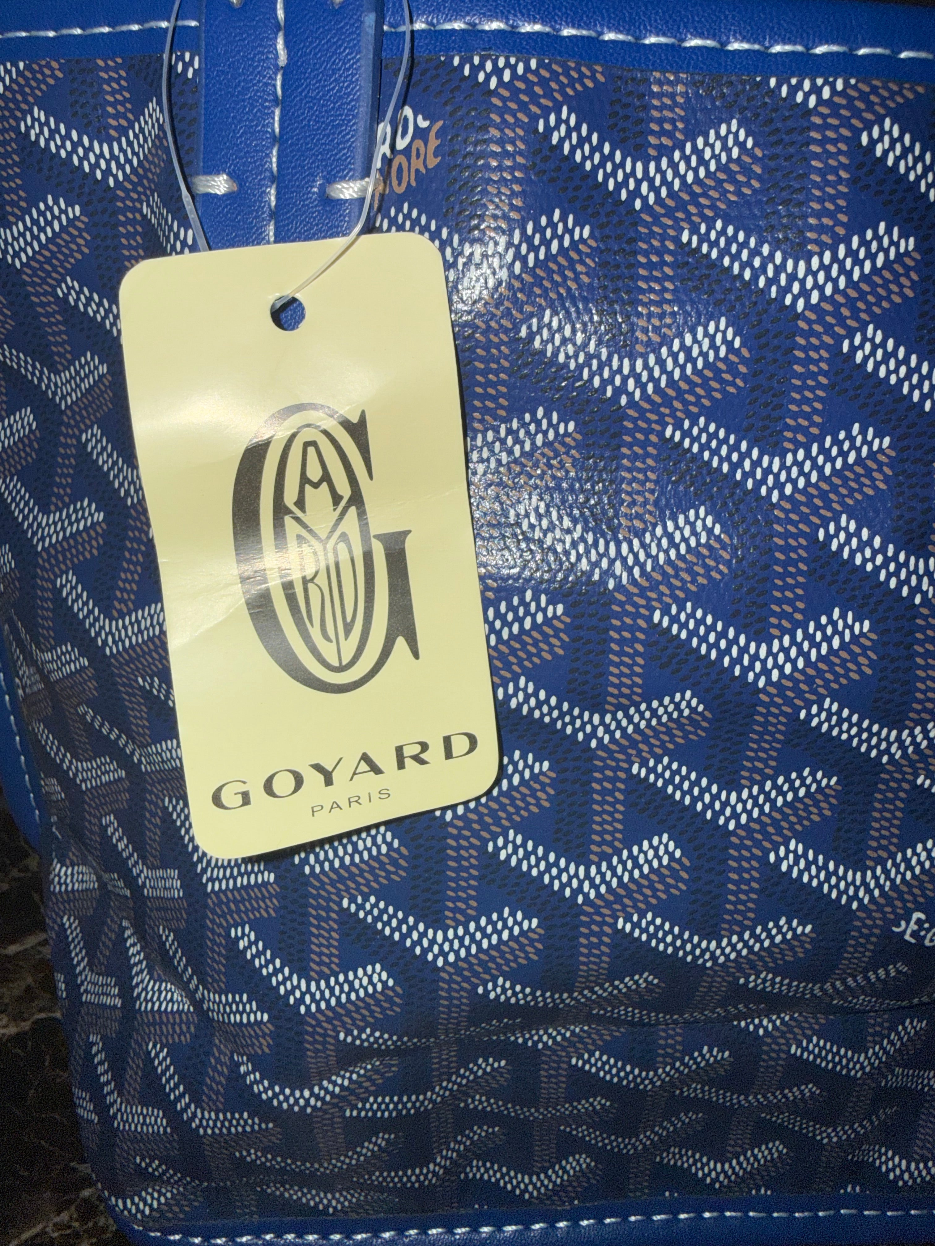 Goyard Saint Louis PM blue Goyardine Coated Canvas and Leather Tote